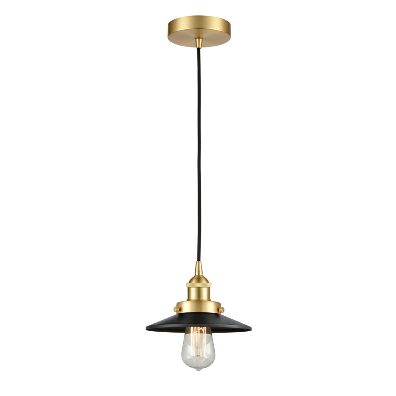 California 1 - Light Single Pendant, Matte Black, Satin Gold