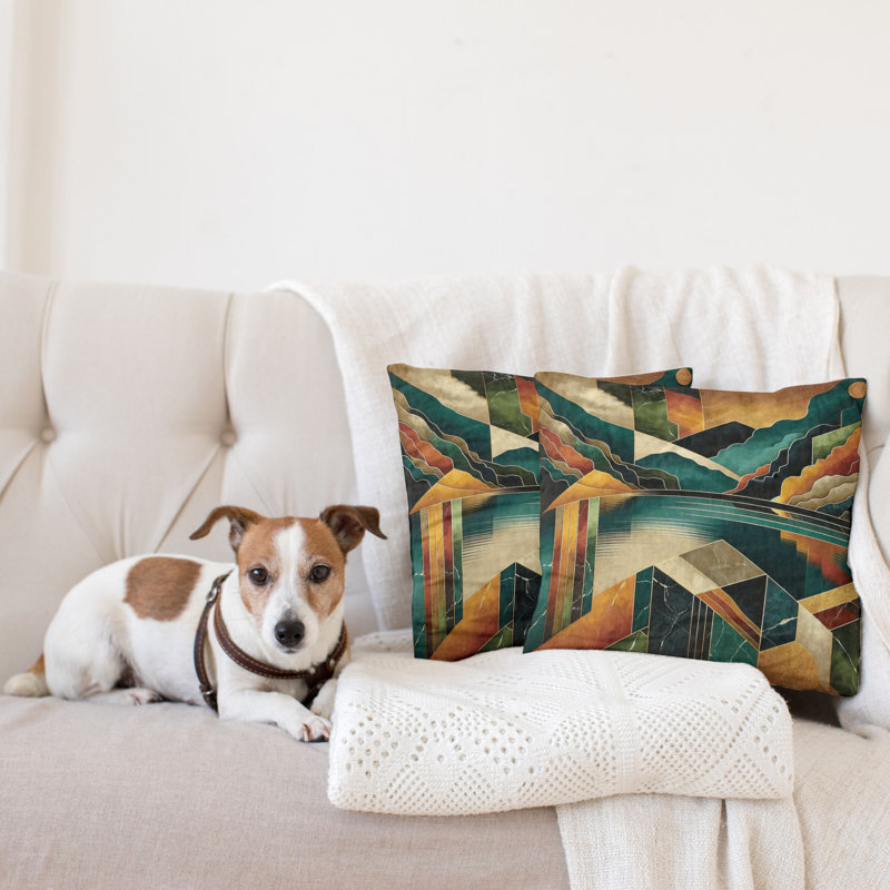 sd1072_Ambesonne Housse de coussin Mid-Century moderne 2Pack Lake Mountains, H 24 po x l 24 po