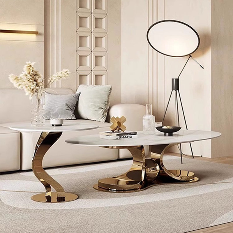 Table basse de luxe de style italien, H 14,96 po x L 23,62 po x l 47,24 po, Doré