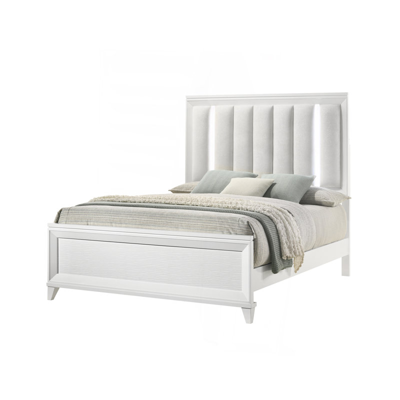 Ensemble de lit contemporain à grand lit 2 pièces avec lit à panneaux 3 pièces