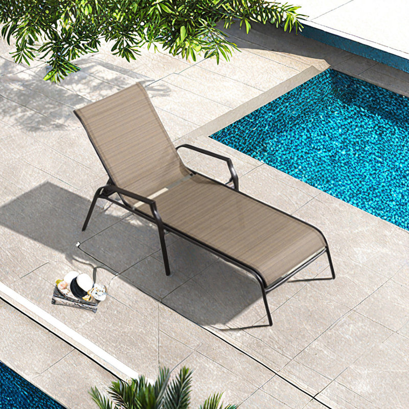 Outdoor Lounger Rust Resistant Aluminum Frame Outdoor Chaise Lounge