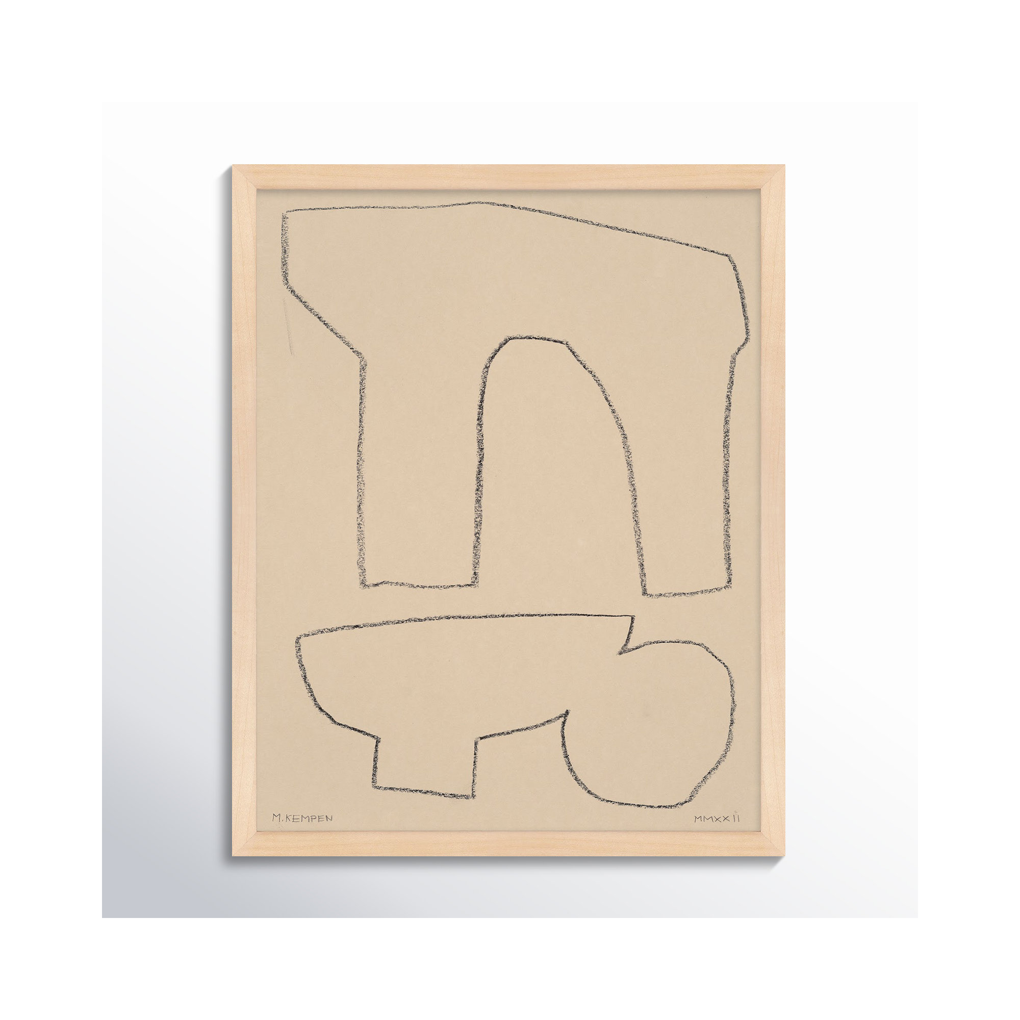 Outlines 2 by Michael Kempen, 40" W x 50" H, Maple Framed