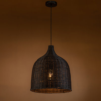 Alldredge 1 - Light  Natural Rattan Kitchen Pendant Light Handmade Coastal Dome Shade Hanging Light