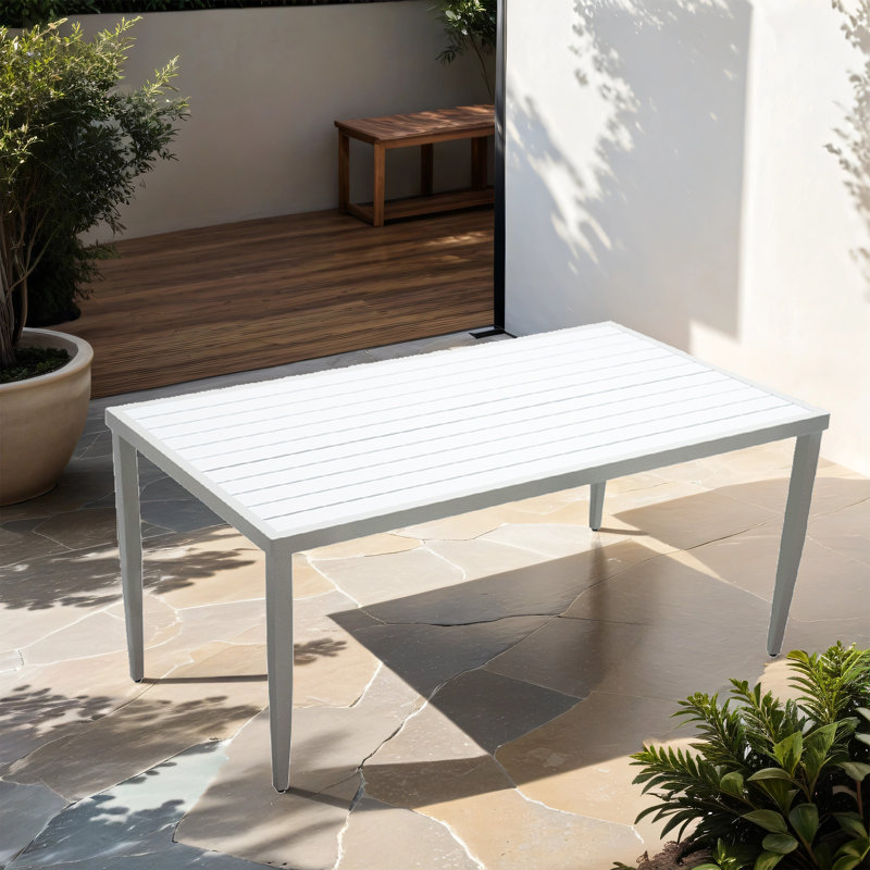 Anna Aluminum Rectangular Dining Table, White