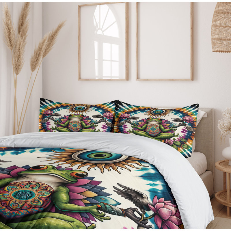 Psychedelic Frog Esoteric Queen Duvet Cover Set