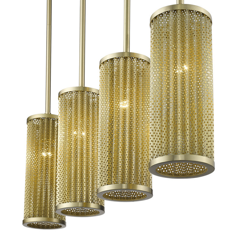 Luminaire suspendu cylindrique pour îlot de cuisine 4 lumières Connally
