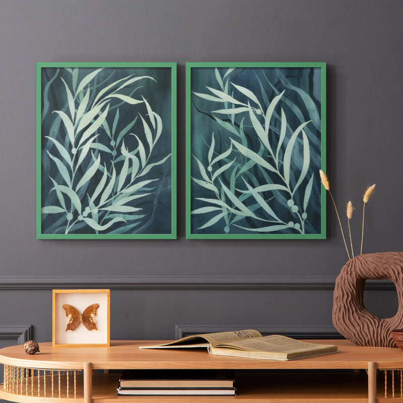 Impression encadrée I-Premium de Deep Blue Forest - prête à être accrochée - aucun clou requis - aucun clou requis, Gris