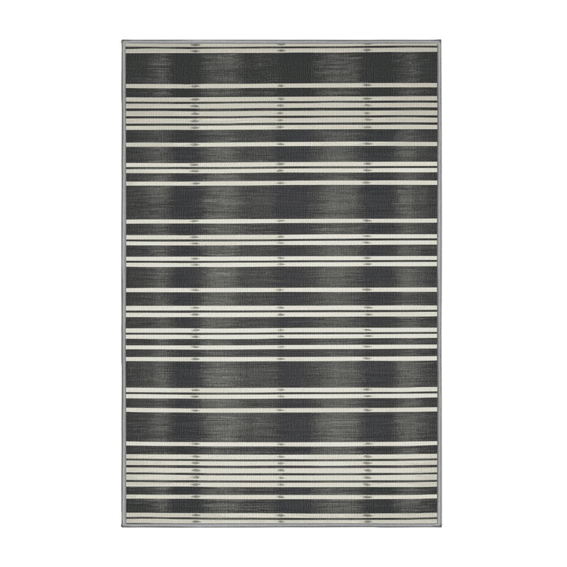  Tapis blanc lavable rayé en étain, Tapis de couloir 2 pi x 4 pi