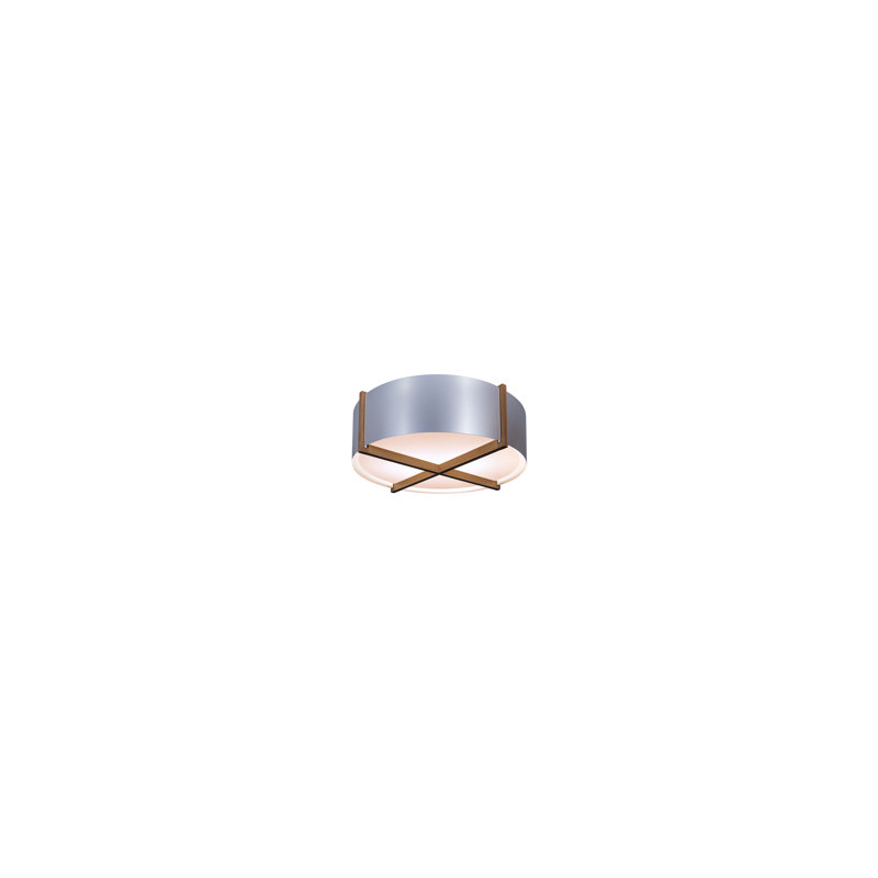 Plura LED Flush Mount, 2700K, 6.38" H x 24" W x 24" D, Walnut/Brushed Aluminum