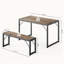 Ensemble de table de salle à manger 45,5 po pour 4 personnes, ensemble de table de cuisine avec 2 bancs, ensemble de table de salle à manger avec structure en métal et panneau de fibres à densité moyenne, coin-repas peu encombrant-746919456-746919459-771248274