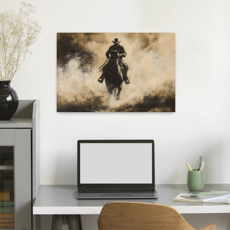 «Dusty Rodeo Classic Dramatic Romantic Horse Landscape», reproduction d'art mural, 16" H x 24" W