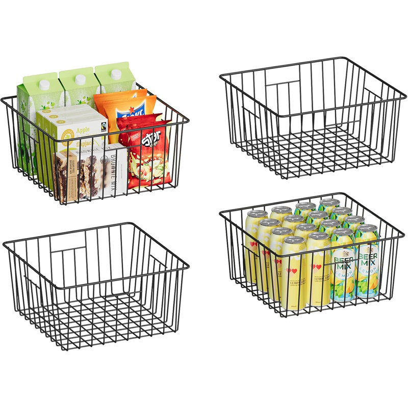 Metal Wire Baskets for Pantry Organization and Storage Freezer Organizer Bins with Handles Extra Large Mesh Bin for Pantry Kitchen Laundry Closet Garage Patent Design