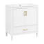 Meuble-lavabo cannelé élégant de 30 po avec lavabo en céramique, boîte simple, pieds en bois massif, portes et tiroir à fermeture en douceur, tablette de porte-986909388