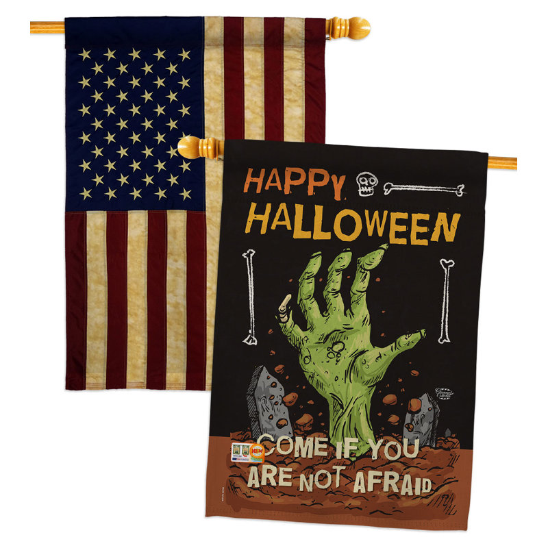 Double Sided 40'' H x 28'' W Polyester Halloween House Flag