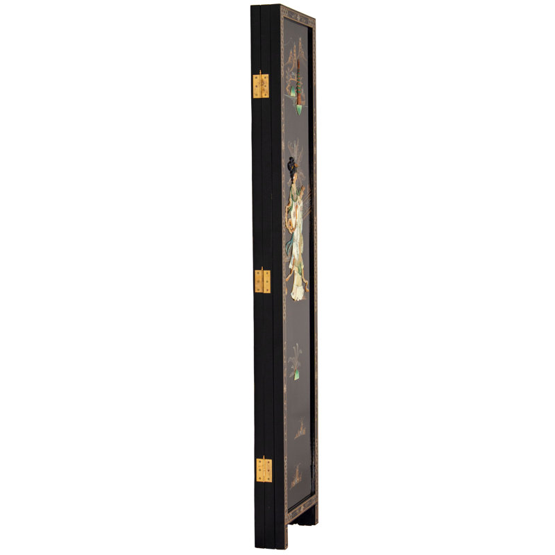 6 Ft. Tall Black Lacquer Room Divider - Royal Ladies