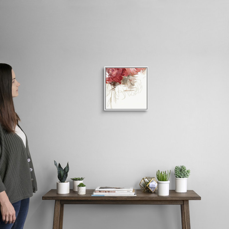 Reproduction d’art sur toile, "Crimson Lust III" par PI studio, H 14 po x l 14 po x P 1,75 po, Cadre blanc