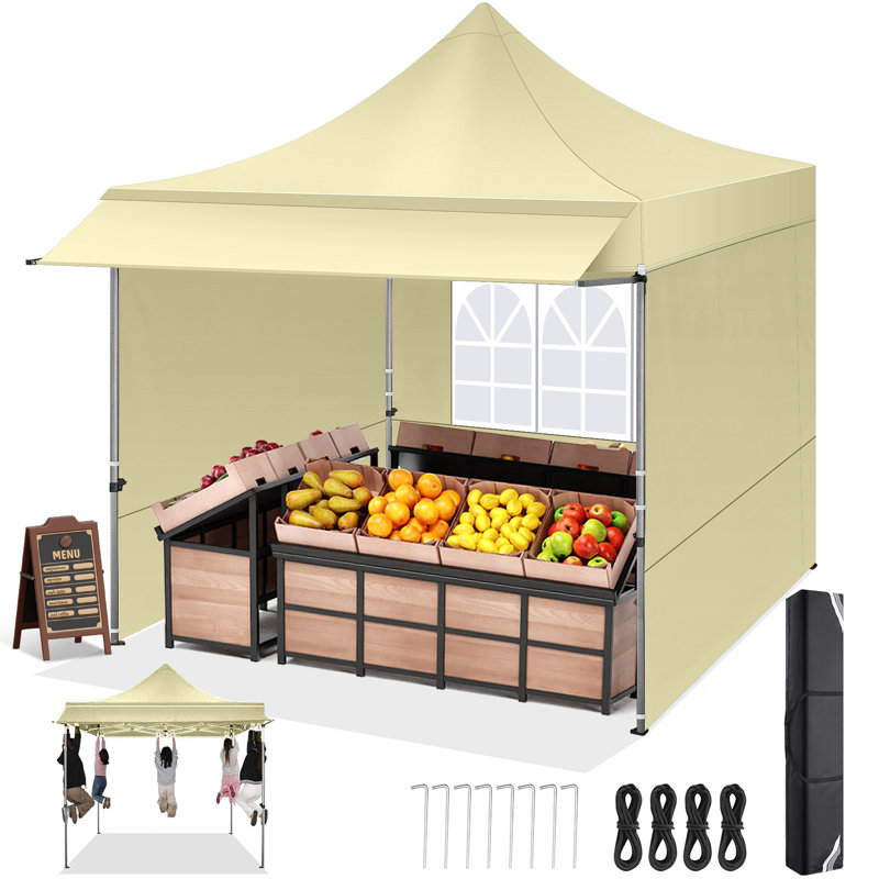 Auvent 10 'x 10' avec parois latérales, Kaki