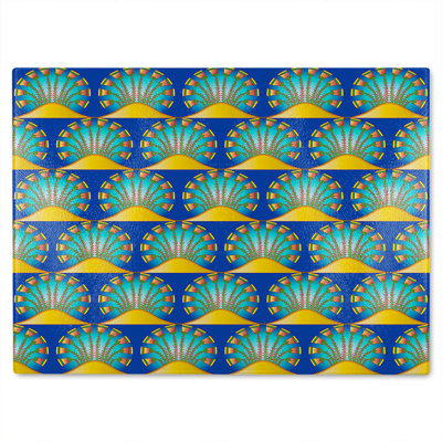 Egyptian Style Motif Glass Chopping Board