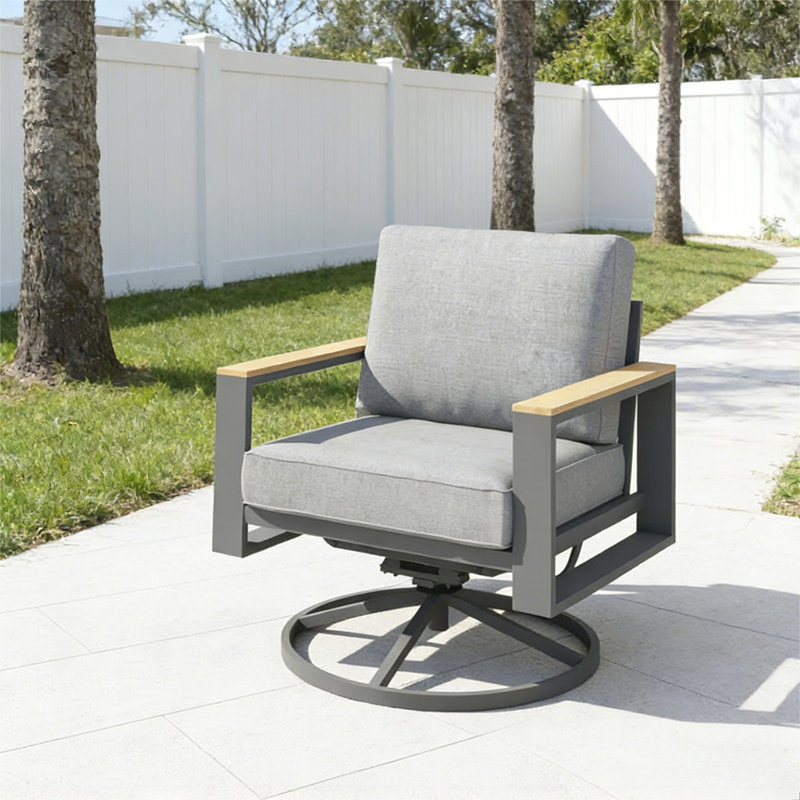 Chaises de patio pivotantes en aluminium toutes saisons de 30 po avec coussins