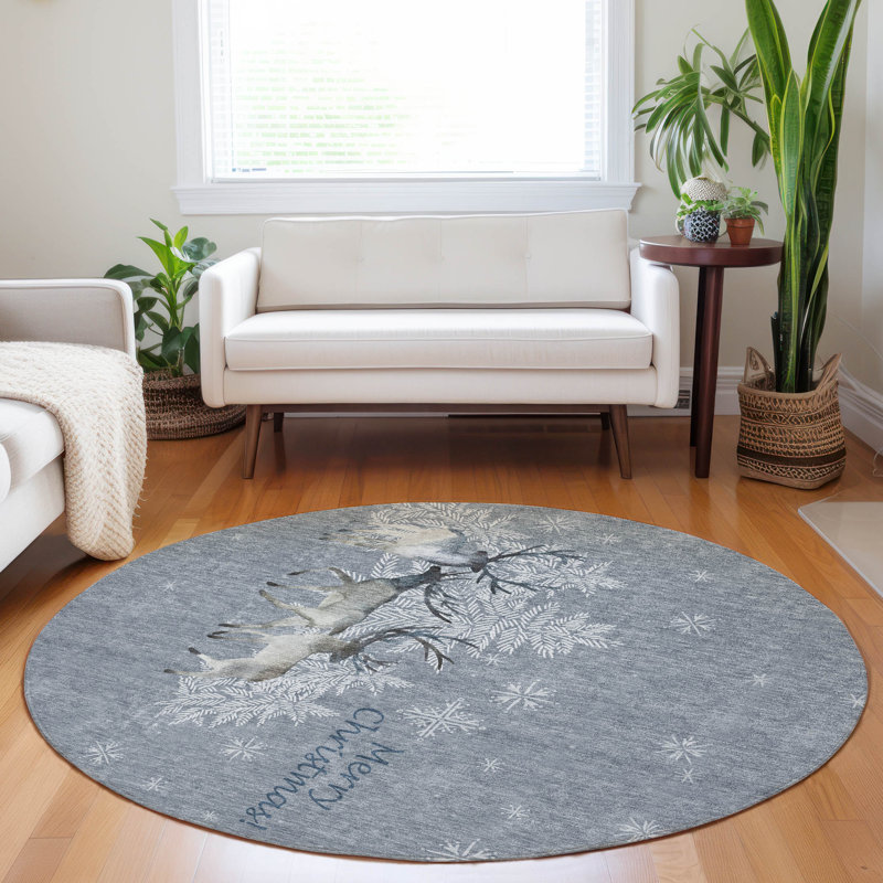 Tapis en frêne Cerrito AMF213 lavable à la machine de qualité supérieure, Rond 8 pi