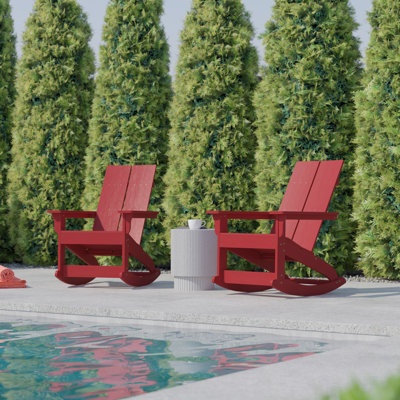 Balasi Indoor/Outdoor Modern 2-Slat Adirondack Poly Resin Rockers