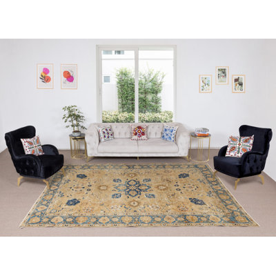 Tapis noué à la main, tapis à motif floral turc, 100% laine