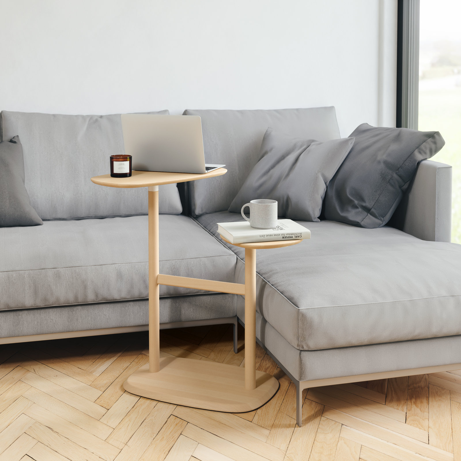 Swivo Solid Wood End Table, Natural