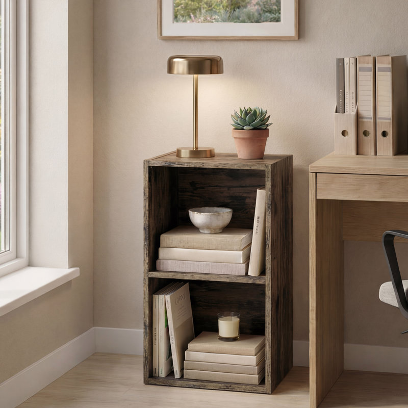 Gerardi 32cm W Standard Bookcase, 54 cm H x 32 cm W, Dark Wood