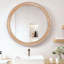 Miroir mural rond, maison de campagne en bois avec bordure blanchie