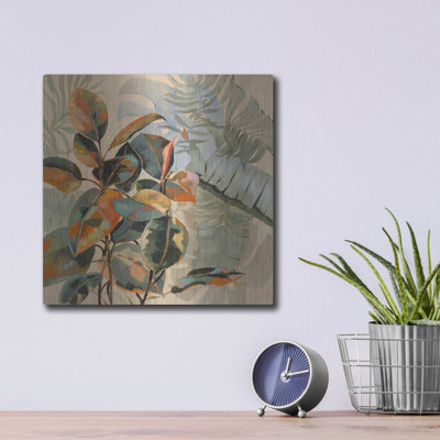 Art mural en métal luxueux «Les Fleurs 4» par Dusza, 12 po x 12 po