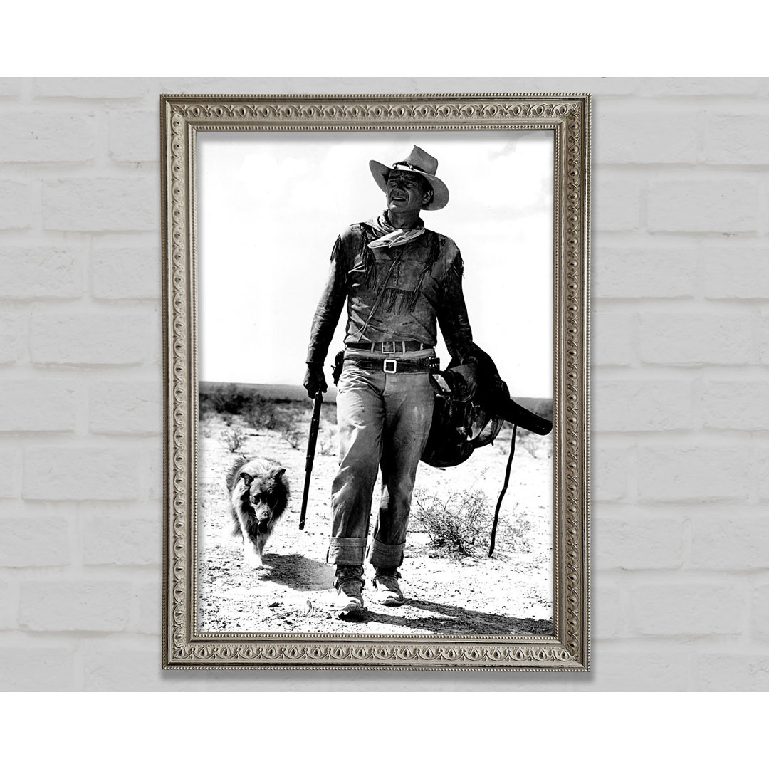 John Wayne mit Hund - Einzelner Bilderrahmen Druck