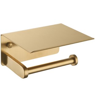 Luxury Gold Modern Double Toilet Paper Holder Polished Brass /Chrome/  Brushed/ ORB Wall Mounted Bathroom Tissue Holder With Shelf