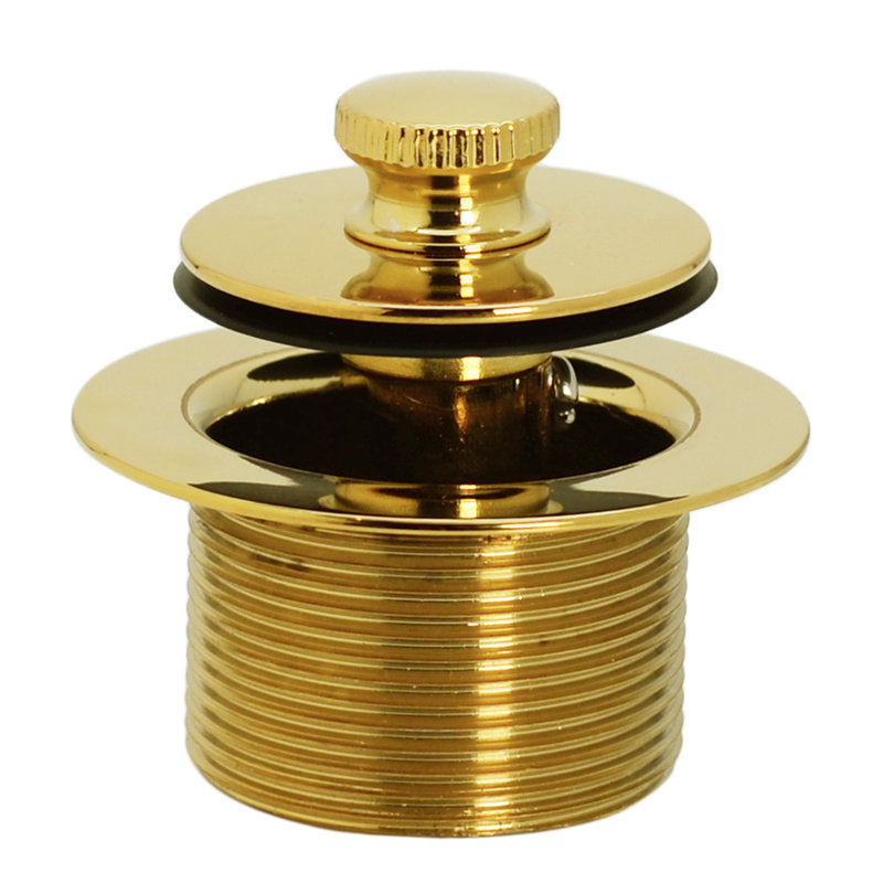 14" Brass Twist & Close Bathtub Leg Drain Assembly with 2-Hole Overflow, Polished Brass