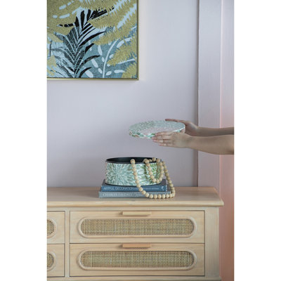 Boîte de rangement ronde D10x5 ", rose / vert / bleu