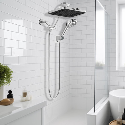 5-Spray 13'' Shower Head, High Pressure Rainfall Shower Head,10-Mode Handheld Spray, 12'' Adjustable Extension Arm, 71'' Hose