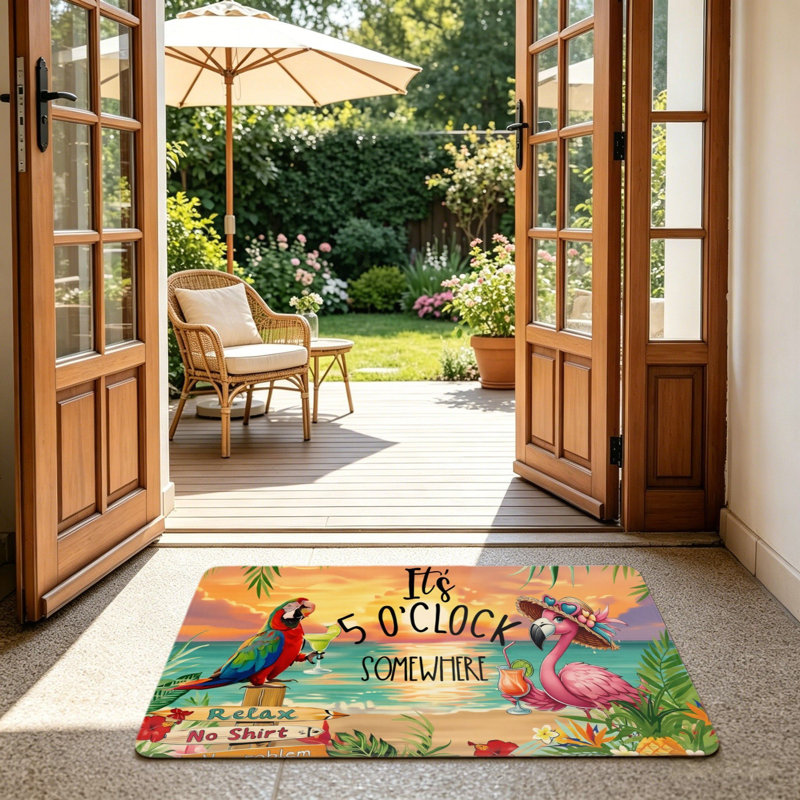 Tapis multicolore pour l'extérieur et l'intérieur «It's 5 O'Clock Somewhere» Tropical 24 po x 36 po
