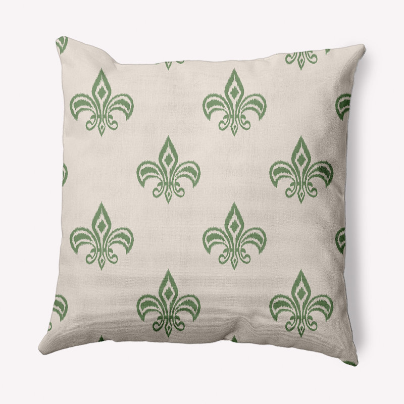 Coussin décoratif carré Fleur De Lis, 20 po x 20 po, Sauge