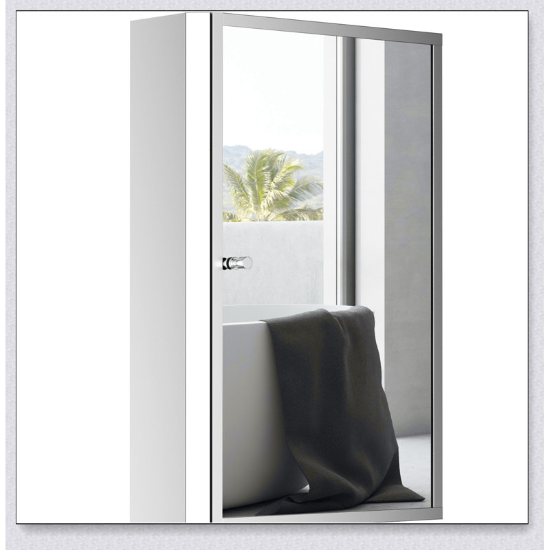 Armoire à pharmacie murale pour salle de bain à miroir, cadre vertical en acier inoxydable 16 po x 24 po