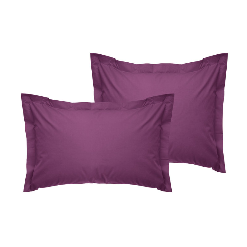 Premium Oxford Pillowcase Set (2 Pieces), Purple, 23.6 x 23.6 inches | 100% Cotton Ranforce, 155 Thread Count | Envelope Closure, Machine Washable | Soft, Durable, Perfect for Cozy Bedrooms