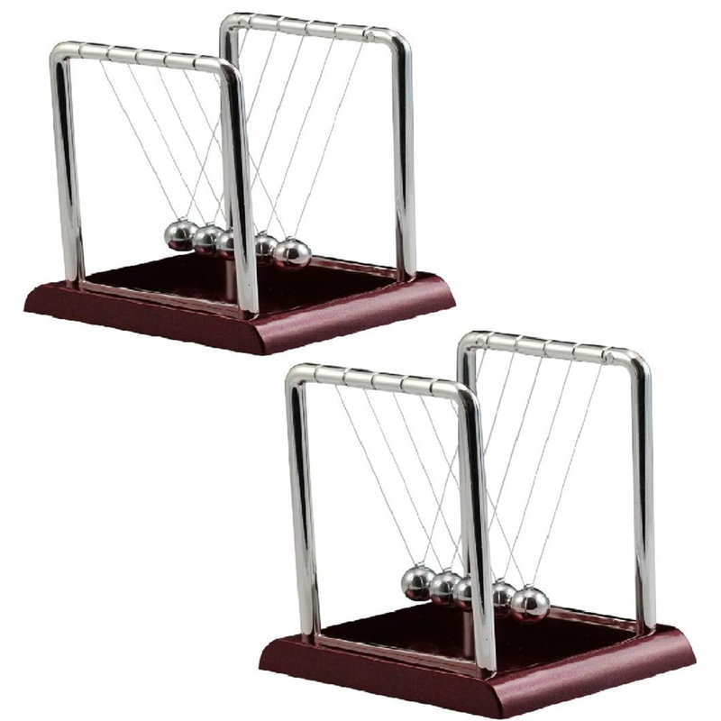 2 balles de pendule d'équilibre PCS, gadgets de physique Gadgets amusants Accessoires de boules de pendule en métal exquis soulagent le stress pour le bureau