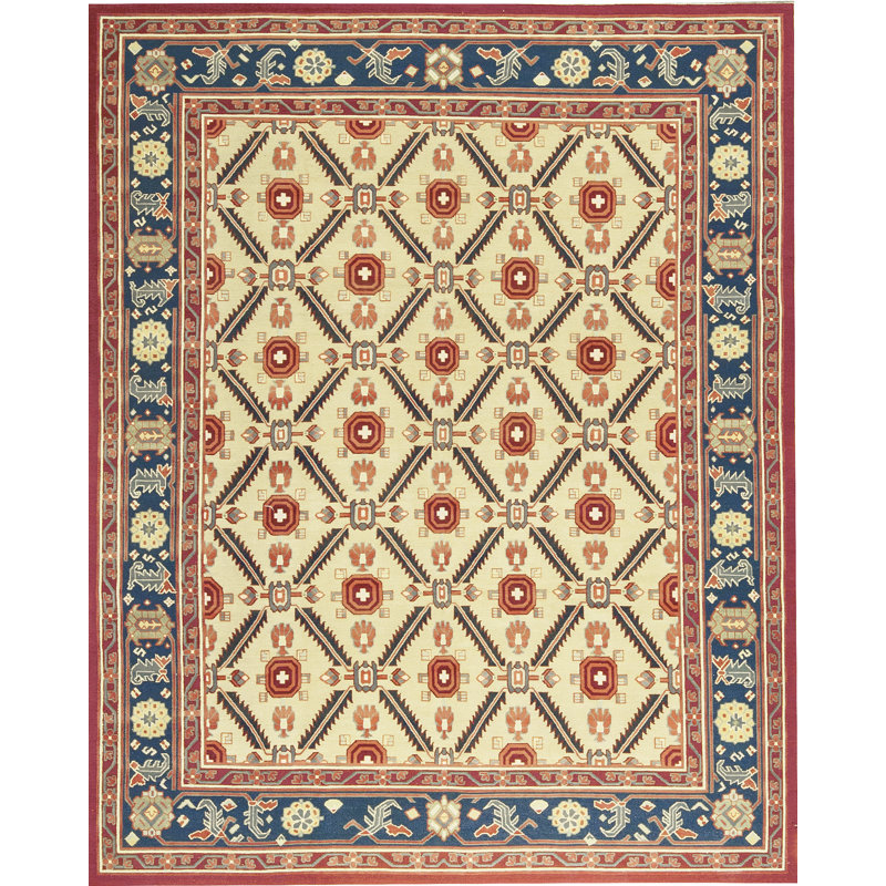 Hand-Knotted High-Quality Gold and Blue Area Rug