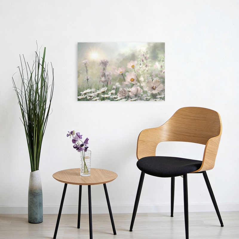 «Blooming Dreams I Abstract Contemporary Daisy Landscape Nature», reproduction d'art murale, 16" H x 24" W
