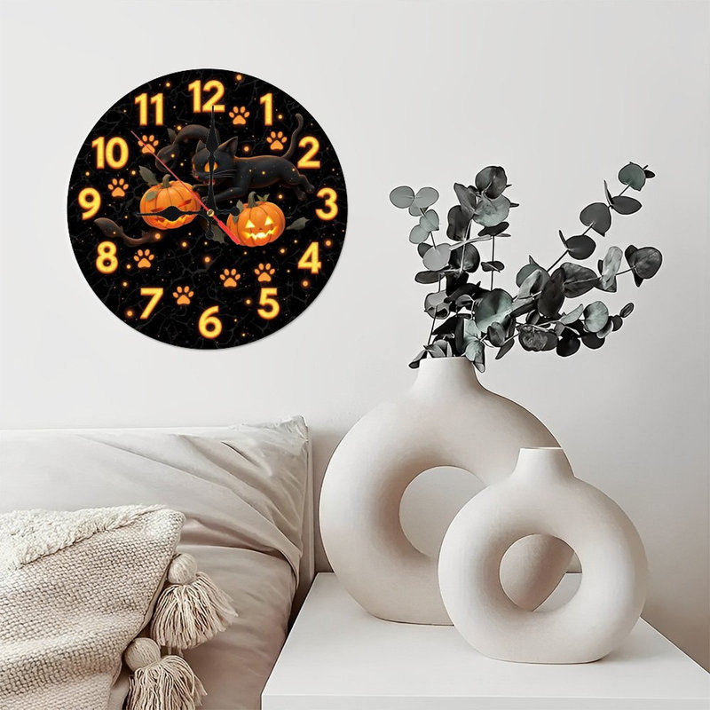 Horloge d'Halloween pour chat 
