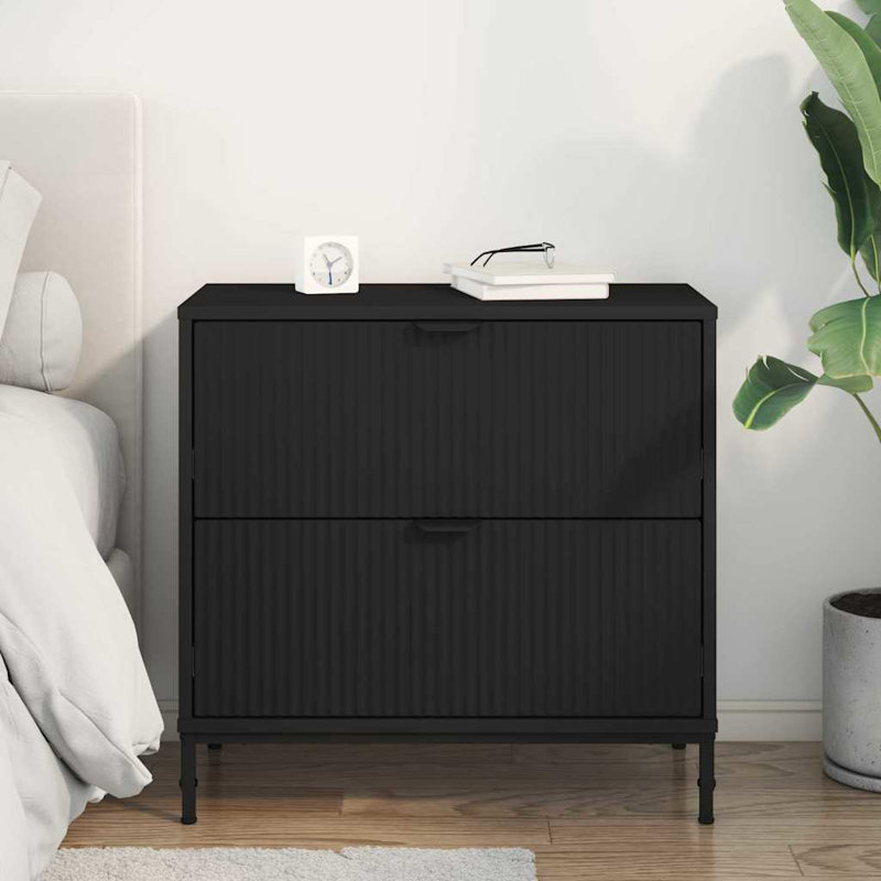 63.5cm W Manufactured Wood Bedside Table, Black