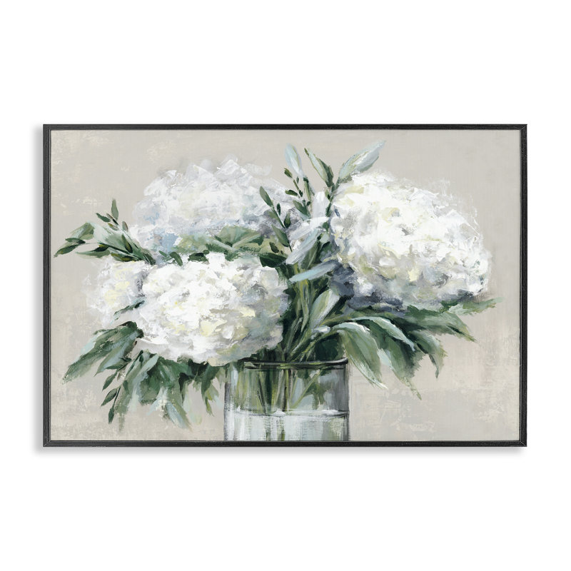  Full Hydrangeas in Giclee Art encadré par Alex Black, H 12 po x l 18 po, Giclée encadrée noir minuit