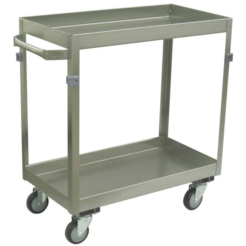 Chariot utilitaire 2 tablettes, lèvres avec roulettes, H 33,75 po x l 30 po x P 16 po