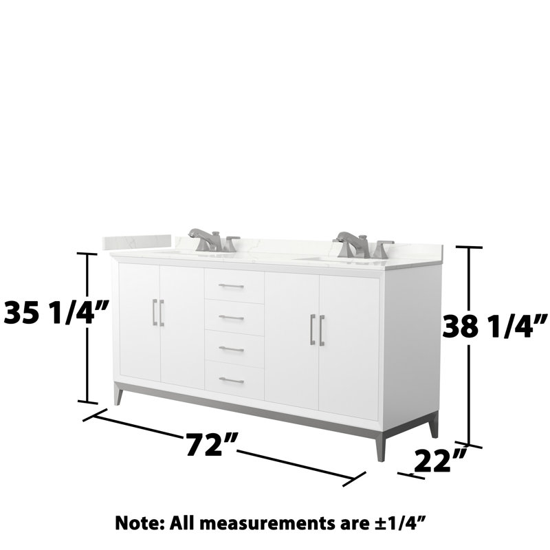 Amici 72'' W Double Vanity, Brushed Nickel, Giotto Quartz