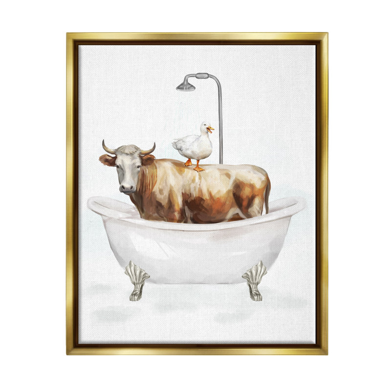 Farm Farms Bath, reproduction d'art sur toile, H 21 po x l 17 po x P 1,7 po, Cadre flottant métallique doré