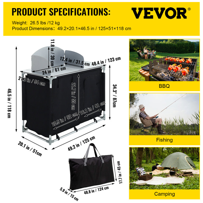 Aluminum Portable Camping Kitchen Detachable Windscreen