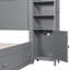 Grand lit confortable avec armoire intégrée, tablettes et prises de courant - Douilles de rangement intégrées grises et impressionnantes-495915717-495915714
